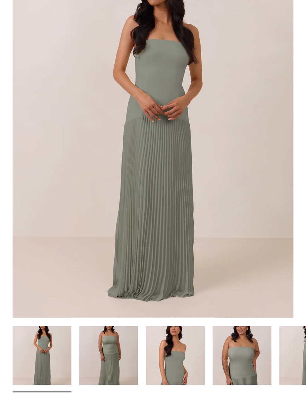 Park & Fifth Sage Green Strapless Pleated Maxi Dress- NWT